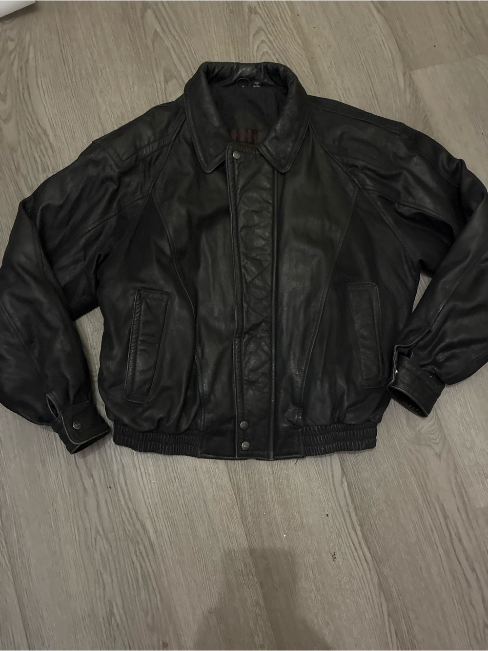 Mirage Vintage Black Leather Bomber Jacket